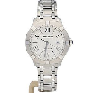NEW! Concord Swiss Luxury Ladies Quartz Watch Saratoga Silver Textured Dial